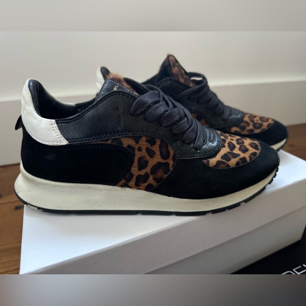 Phillipe Model Monte Carlo Leopard Print Beige Noir Sneakers size 38